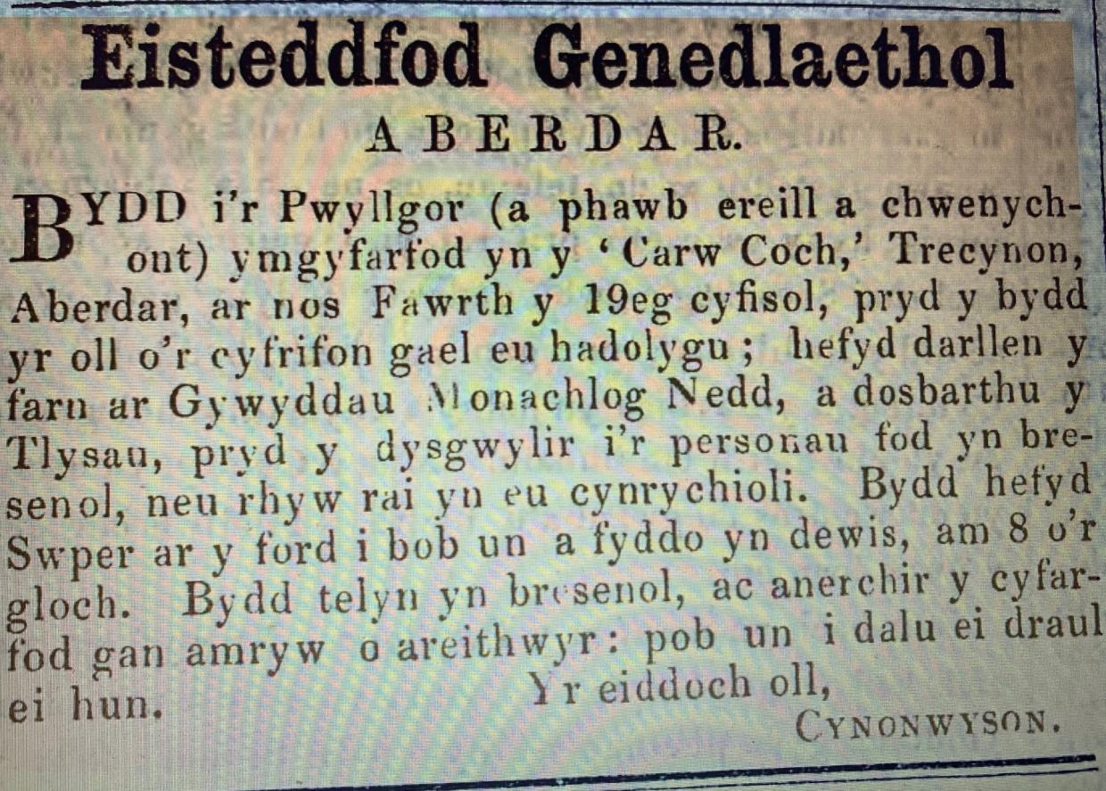 1861 Hysbyseb Cyfarfod olaf